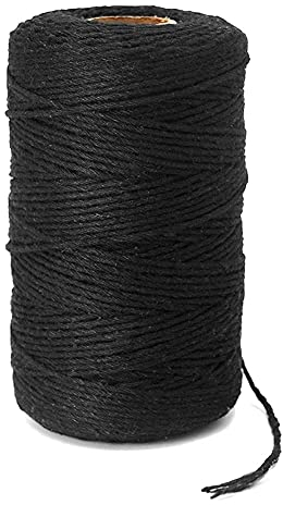 KINGLAKE Makramee Garn 2mm,200M Schwarz Baumwollschnur Baumwollgarn Kordel für DIY Handwerk Basteln Wand Aufhängung Pflanze Aufhänger Verpackung Dekoration Gartenanwendungen