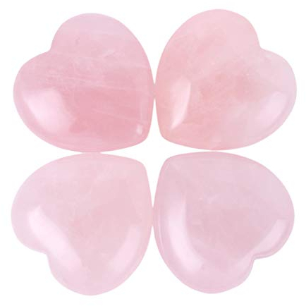 Lovionus89 Cristallo Lovionus89 a forma di cuore da 25 mm e pietre di guarigione intagliate Chakra Reiki per bilanciare l'energia per gioielli fai-da-te, Quarzo rosa