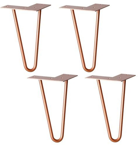 WAGNER Möbelbeine/Tischbeine/Möbelfüße - Hairpin Legs 4er Set - Retro - Stahl pulverbeschichtet Kupfer, 12 x 12 x 20 cm, Beine konisch/schräg verlaufend, integrierte Anschraubplatte - 12822404