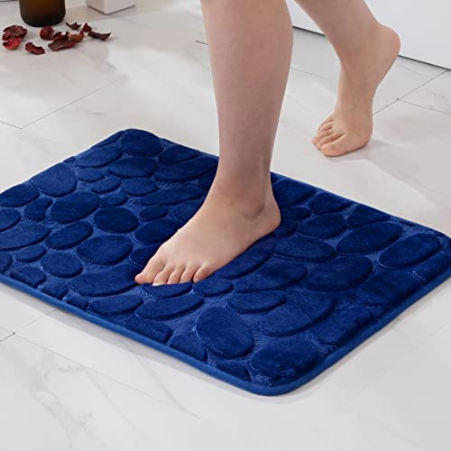 MIULEE Badematte Memoryschaum Badezimmerteppich rutschfeste Badteppich Wasserabsorbierend Badvorleger Schnelltrocknend Waschbar Duschvorleger für Badezimmer 40x60cm Blau