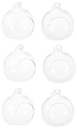 6 Stk Glas Teelicht Kerzenhalter Glaskugel Luftpflanzenbehälter Für Zu Hause Hängende Kerzenhalter Glas Hängender Teelichthalter Glaskugeln Luftpflanzenhalter Bonsai Base