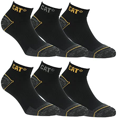 Caterpillar CAT 6 Paare Herren Universal/Arbeit kurze Socken ausgezeichnete qualität von Baumwolle (Schwarz, 35-38)