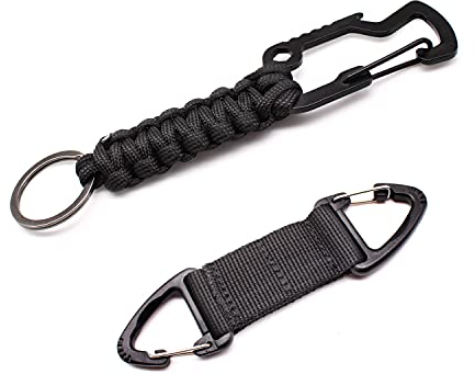 LERANXIN Schlüsselanhänger mit Karabiner, 2 Stück Schlüsselband mit Karabiner, Paracord Schlüsselanhänger, Schlüsselband Karabiner für Outdoor Camping Wandern Jagd Angeln