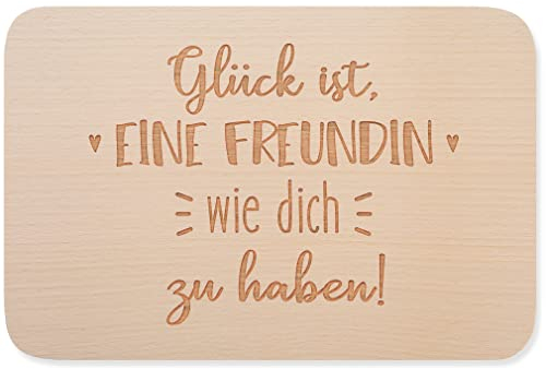 JUNIWORDS Frühstücksbrettchen, Glück ist, eine Freundin wie dich zu haben, Holzbrett Frühstücksbrett Holzbrettchen