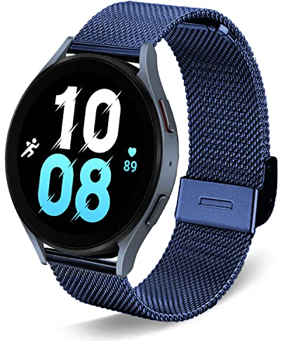 DEALELE Compatible with Samsung Galaxy Watch 7 / FE / 6 / 6 Classic / 5 / 5 Pro / 4 / 4 Classic / 3 41mm / Huawei GT3 42mm, 20mm Stainless Steel Metal Mesh Replacement Strap for Women Men (Blue)