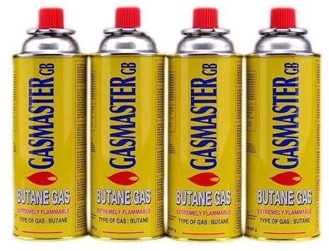 BUTANE GAS BOTTLES CANISTERS FOR PORTABLE STOVES TORCHES COOKERS GRILL HEATERS CHEF WAND 227g cans (4)