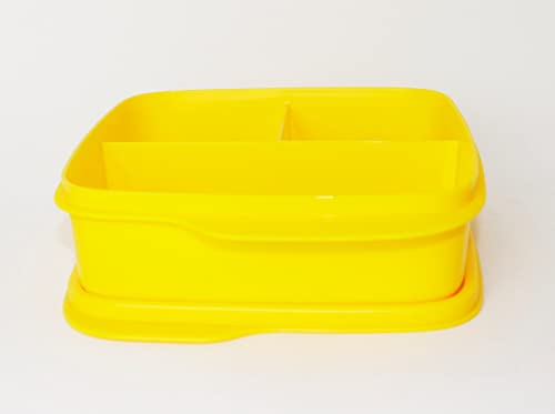 NEW TUPPERWARE Lunchbox Clevere Pause 1x 550ml Gelb mit 3-Fach Einteilung + Kugelschreiber metallicgrün