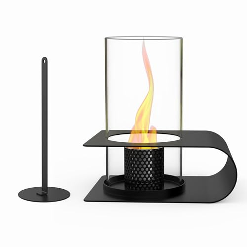 Onlyfire Cheminée de Table, Cheminee Bioetanol pour Extérieur et Intérieur, Brasero Interieur avec Couvercle D'extinction, Chambre de Combustion en Acier Inoxydable, Décoration de Balcon, Jardin
