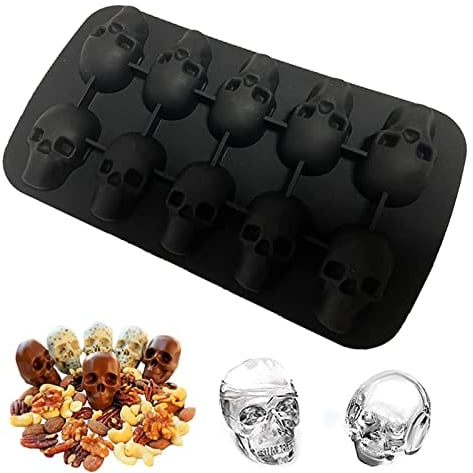 Tête de Mort Moules à Glaçons, Crâne en Forme de Cube de Glace en Silicone, 3D Glaçon en Silicone Crâne, Glaçons Silicone Tete De Mort, pour Moules à Glaçons pour Whisky, Cocktails, Boissons
