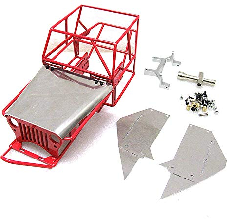 Pmandgk Voll Rohr Rahmen Metall Chassis Metall KöRper ÜBerroll KäFig für C14 C24 C24-1 1/16 RC Upgrade Teile, Rot