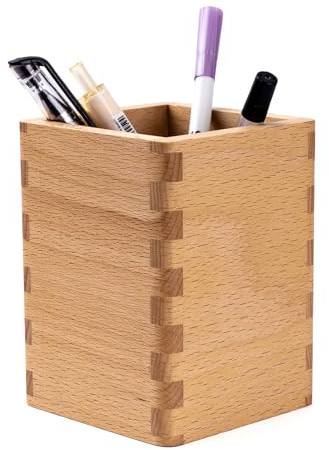 IRIVER BLANK Walnut Pencil Pen Holders Holder Stand for Desk Geometric Pencil Cup Pot Cute Desktop Office Supplies, Makeup Brushes Organizer (Wood)