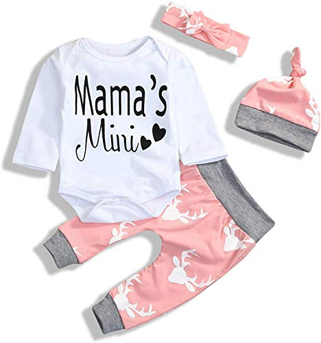 Juflam Neugeborene Baby Mädchen Kleidung Mama Sprüche Mama Mini Strampler Top Hose Outfit Set mit Stirnband