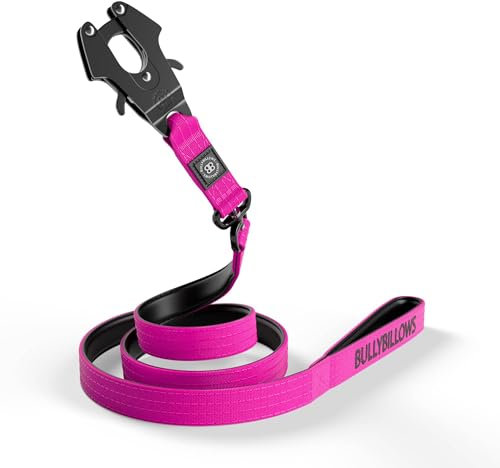 BullyBillows Anti-Tangle Swivel Combat Dog Lead | Padded Handle For Easier Walks | Anti Tangle & Pressure Tested Dog Lead | Suitable For All Dog Breeds - Magenta