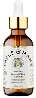 Fable and Mane MahaMane Smooth & Shine Hair Oil, Heat Protection for Dry Damaged Hair, Smoothing Hair Serum, Anti Frizz Hair Products - Genuine Hair Oil. 55ml