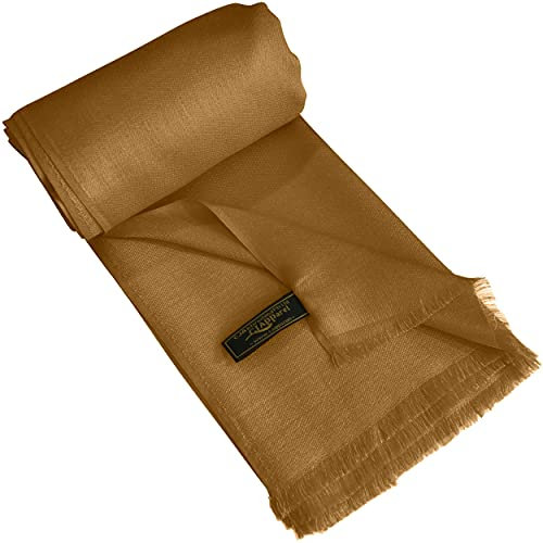 CJ Apparel Einfarbiges Design, nepalesischer Fransen-Schal, Stola, Überwurf, Kopfbedeckung, Pashmina, Dunkles Beige, Einheitsgröße
