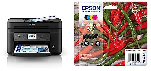 Epson Workforce WF-2960DWF Stampante Multifunzione A4 a getto d'inchiostro & 503 Serie Peperoncini - Cartucce per stampante getto d'inchiostro, Multipack 4 colori