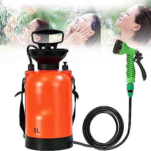 JOSBY Multifunktionale Outdoor-Camp-Duschpumpe, Drucksprüher mit 7 Sprühmodi, Abnehmbarer Schlauch und Duschkopf, tragbarer Gartensprüher, für Camping, Outdoor-Reisen, Wandern und Haustierbad