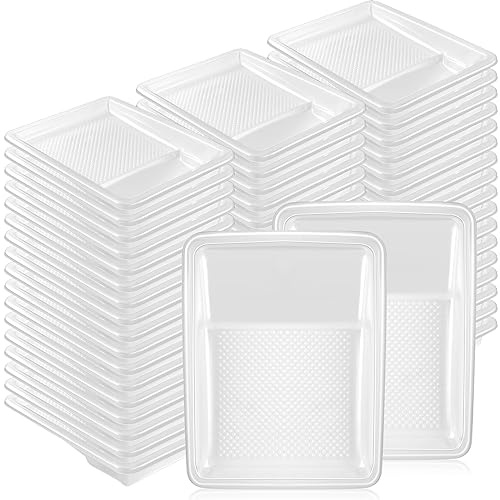 Geelin 80 Pcs 9 Inch Paint Tray Liner Disposable Plastic Roller Pans, White