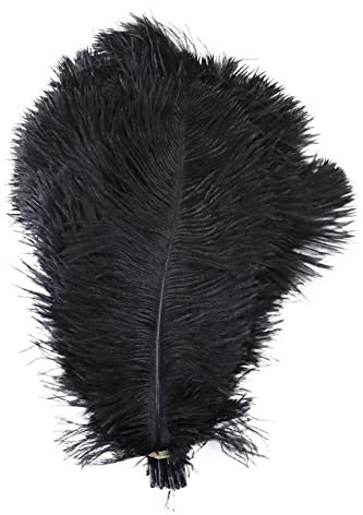 10 Stück Natürliche Straußenfeder Deko, MoreChioce 10 Zoll–12 Zoll (25cm–30cm) Straußenfedern Weiche Straußenfeder Dekorationen für Hochzeit Party Fest Tischdekoration Herzstück Ornamente,Schwarz