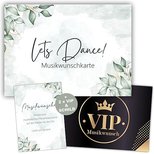 Eummel 50 Musikwunschkarten inkl. VIP Karten Hochzeit Musikwunsch Dj Karten Geburtstag Boho Musikwünsche Musikkarten Partykarten