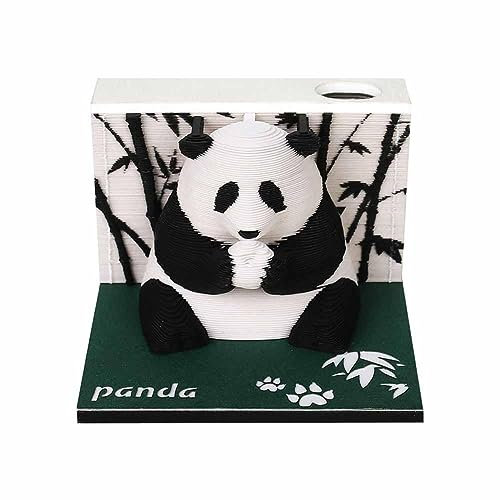 EIRZNGXQ 3D Panda Notizen Kalender, Zeitmesserkalender, 2024 Panda Wochenkalender Notizblock DIY Papier Schnitzen Kunstblöcke Desktop Dekor