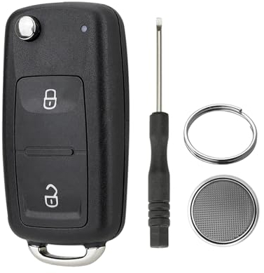 2-Tasten-Fernbedienungsschlüssel für VW Volkswagen Transporter T4 T5 T6 Amarok Polo Golf mit ungeschnittener Klinge Schraubendreher Ring Batterie