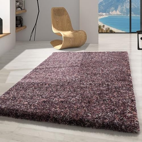 Carpetsale24 Hochflor Teppich 280x370 cm Pink – XXL Shaggy Langflor, Meliert, Flauschig & Pflegeleicht, Jute-Rücken – Für große Wohn- oder Esszimmer