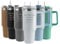 Personalised Engraved Thermal Tumbler, 40oz/1135ml Insulated Travel Cup, Large White Travel Coffee Mug, Customise with Any Message and Font, Stainless Steel, Straw and Handle