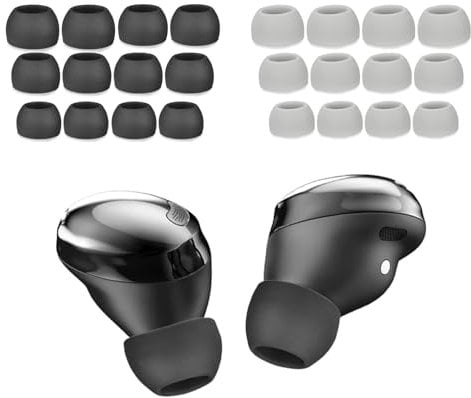 Xumann 12 Pairs Replacement Earbud for Samsung Galaxy Buds Pro Silicone Ear Tips Cap Non Slip Rubber Eartips Noise Reducing Earplugs (S/M/L, Black + Grey)