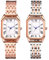JewelryWe Uhren Damen Edelstahl Rechteckig: 2pcs Elegant Analog Quarz Armbanduhr Frauen Edelstahl Armband Lässige Uhr Damenuhr mit Rechteck Römischen Ziffern Zifferblatt