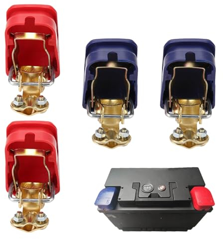 2 Paar Batterie klemmen 12v für Auto Batterie, Schnellverschluss Batterieklemme, Autobatterie Klemmen, Polklemmen, Auto Batterie Schnellklemmen, für Auto Motorrad Truck, Boot, (Rot und Blau)