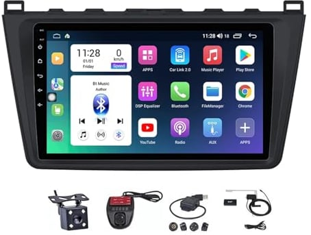 Android 12 Autoradio Mit Navi Radio FM RDS Car Radio 9 Zoll-IPS-Dispaly CarPlay Android Auto Lenkradsteuerung/1080P-Video/BT Hände Frei Für Mazda 6 GH Rui wing 2007-2012 ( Color : M100S WIFI 1G+16G )