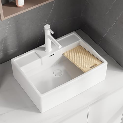 Lavandino in ceramica,lavabo cucina,lavello,lavandino da esterno,per garage, ristorante, cucina, lavanderia, all'aperto, tutti gli accessori inclusi,45 * 60 * 20cm,1 bacino rettangolare, (Color : Pu