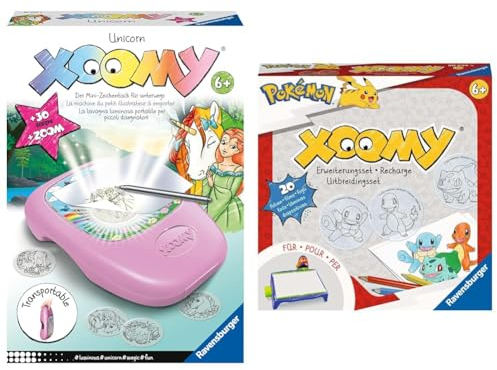 Ravensburger Xoomy Midi Unicorn 23534 - Zauberhafte Einhörner zeichnen Lernen & Xoomy Erweiterungsset Pokémon 20239 - Erweiterungsset für den Xoomy Midi oder Maxi