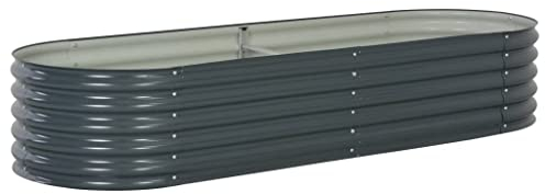 AUUIJKJF Home Outdoor OthersGarden Hochbeet 240x80x44cm Verzinkter Stahl Grau