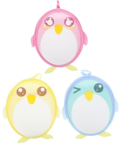 Healeved 3stücke Doppelseitige Badetücher Aus Viskosematerial Cartoon-design Mit Pinguin- Geschmeidige Und Bequeme Duschtücher Für Familiengebrauch Leicht Und Tragbar Für Reisen