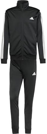 adidas Herren SPORTSWEAR BASIC 3 STRIPES TRICOT TRACKSUIT, Black, XL
