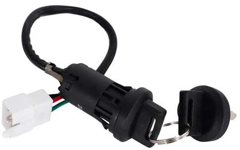 RUTU 4 Fil Allumage Interrupteur Clé avec Capuchon pour 50cc 90cc 110cc 125cc TaoTao Sunl Coolster Apollo ATV Dirt Pit Bike Scooter Pocket Motorcycle Quad Go Kart 4 Wheeler