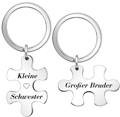 2Pcs Bruder und Schwester Schlüsselanhänger - Passende Geschenke für Zwillinge, Junge und Mädchen - Geburtstagsgeschenk