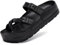 Waysoland Sandalen Damen Sommer,Orthopädische Sandalen Damen Bequeme Folien Dicke Sohlen flache Sandalen mit einstellbarer Schnalle und Ultra Kissen(Schwarz,37 EU)