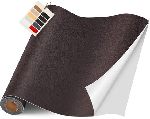 Leder kunstleder selbstklebend, 40 x400cm leder reparatur set, Leder Reparatur Kit für Möbel, Sofa, Autositze, Taschen, Leder Reparatur und Renovierung(Dunkelbraun)