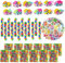 88PCS Bausteine Party Mitgebsel,Bausteine Schlüsselanhänger Silikon Armband Geschenktüte Spielzeugauto Schnapparmband Aufkleber, für DIY Blöcken Themen Party Geschenk für Kindergeburtstag