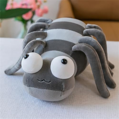 champracer Spinne Stofftier Kuscheltier, Lustig Spinne Wurfkissen, Kreative Plüsch Kuscheltier, Plüschtier für Erwachsene Und Kinder Halloween (50 cm,Grau)