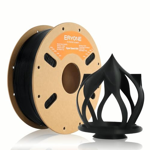 ERYONE High Speed Filament ASA 1.75mm +/- 0.03mm, Rapid ASA Filament,3D Printing Filament, 30-200mm/s Hyper Speed ASA Filament, 1kg (2.2LBS) / Spool, Black