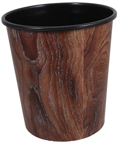 Zerodeko Wood Grain Round Trash Can Capacity Waste Basket for Kitchen Living Bathroom Stylish Indoor Decor Sturdy Structure for Efficient Cleanup