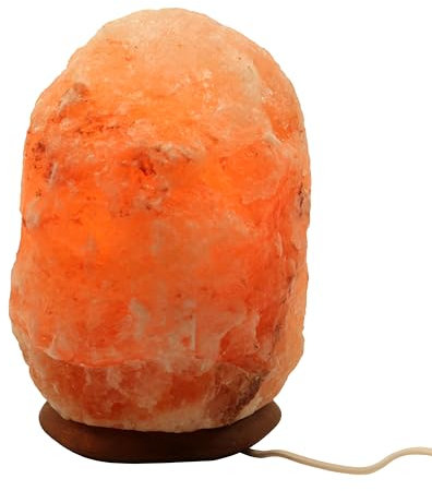 HAF® Rosa Salzlampe Naturform 2-3 kg aus echtem Natursalz | 100% natürliche Salzkristalllampe aus der Salt Range Pakistan | Nachttischlampe auf Holzsockel inkl. Lampenfassung + Glühbirne