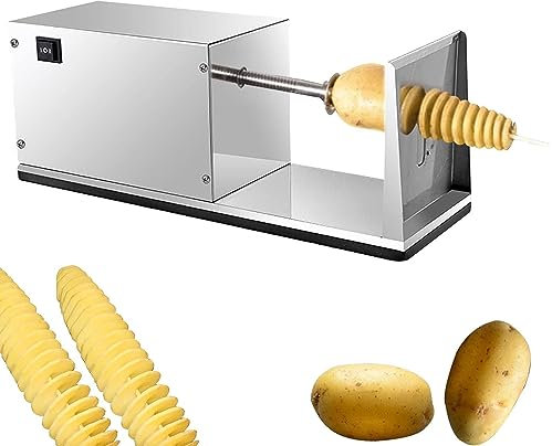 Kartoffelschneider, elektrischer Kartoffel-Tornado-Spiralschneider aus Edelstahl, automatische gedrehte Kartoffelschneidemaschine, Gemüseschneidemaschine für den privaten und gewerblichen Gebrauch
