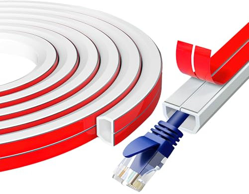 VEGCOO 3M Cable Trunking, One-Cord Channel Cable Cover Self-Adhesive Cable Management Trunking, Cable Management under Desk, Cable Raceway Hide Wires Trunking for Electric Cables (Trapezoidal)