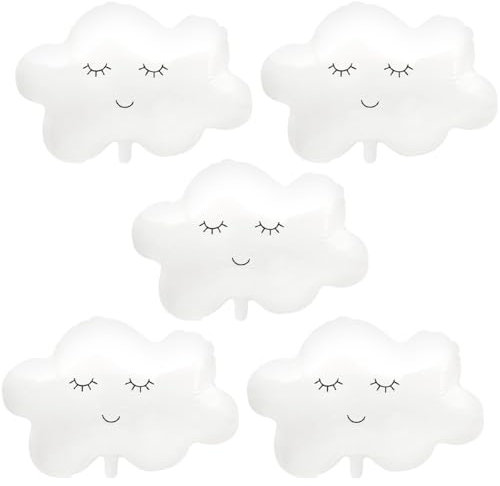 Lotsdonxia 5 x Aluminium-Luftballons mit Smiley-Wolken-Motiv, zarte und schöne dekorative Luftballons, geeignet für Party, Szenendekoration