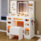 YITAHOME Grande Coiffeuse avec Miroir LED et Prises 3 Couleurs Luminosité Réglable, Blanche Bureau Coiffeuse avec Tabouret 5 Tiroir et 2 Armoire 4 Étagères Rangement, RGB Moderne Couffeuse